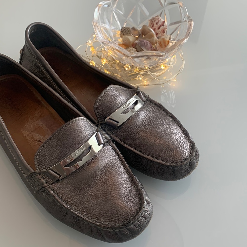 Coach Silver Driving Shoes Size 8